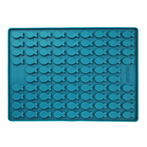 001207 Collory szilikon sütőforma - Médium 3,5 cm halacska - petrolkék