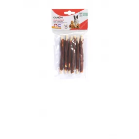   AB285/A Szárított marhabőrre tekert nyulas snack 6 db 12 cm/zacskó 70 gramm
