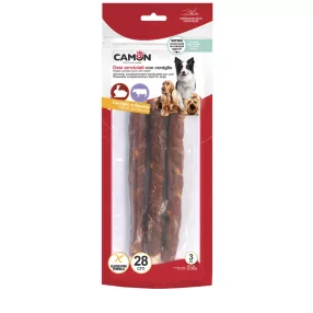   AB285/C Szárított marhabőrre tekert nyulas snack 3 db 28 cm/zacskó 250 gramm