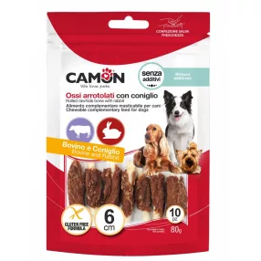   AB285/D Szárított marhabőrre tekert nyulas snack 10 db*6 cm 80 gramm/ zacskó