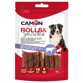   AB285/D Szárított marhabőrre tekert nyulas snack 10 db*6 cm 80 gramm/ zacskó