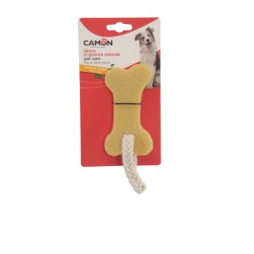   AD0714 Kutyajáték - természetes gumiból és kötélből készült csont kicsi 12 cm