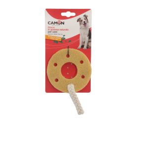   AD0716 Kutyajáték - természetes gumiból és kötélből készült ring 12 cm