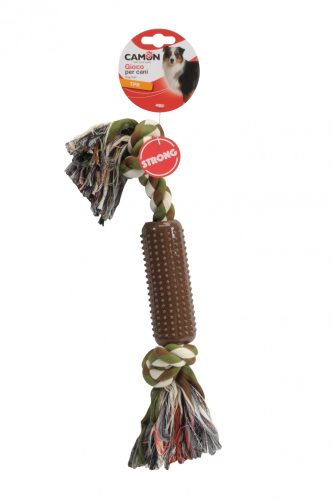 AD072/G Csomós pamut kutyajáték fogtisztítós átm 12 cm TPR hengerrel   41 cm Kifutó