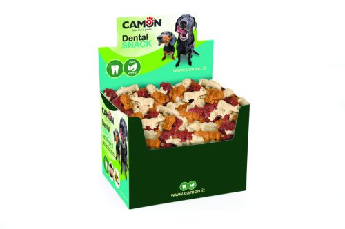 AE351 Dental Snack JungleVeg édesburgonya, borsó és rozsliszttel, vegyes ízesítéssel: papaya, kókusz olaj, füstölt ízesítés. 7cm/24,5 g 90 darabos display