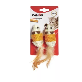   AG013/B Egérkék tollas farkincával Sisal 7 cm 2 db-os csomag