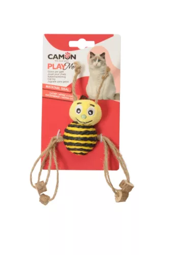 AG0403 PLAY Meow Színes méhecskék poliészter és szizál macskajáték matibival és mentával 10 cm