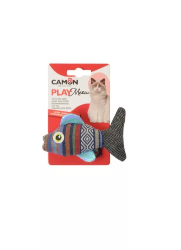 AG0405 PLAY Meow Színes halacskás poliészter macskajáték matibival és mentával 10 cm