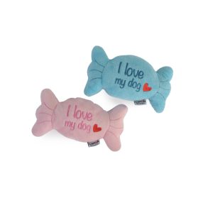 AH023 Sípoló, zörgős plüss karamella 15 cm