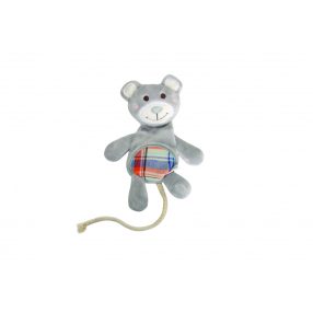 AH406/F Plüss mackó kockás sípolós 17*11,5 cm