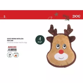 AH4193 Karácsonyi sípoló rénszarvasfej kutyáknak 24 cm