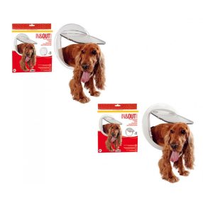   AX006/B IN&OUT Universal – Lengőajtó kutyáknak-üvegajtókba fehér