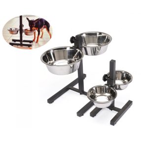   C026/5 Doggy Bar Állványos, állítható magasságú dupla rozsdamentes etetőtál 4700 ml
