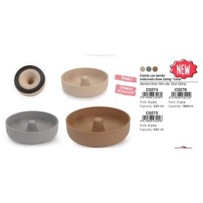   C0275 Habzsolásgátló bambusz tál 175*55 mm 940 ml vegyes színben
