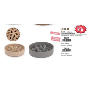   C0277 Habzsolásgátló bambusz tál 145*38 mm 410 ml vegyes színben