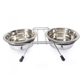 C041/5 Állványos rozsdamentes dupla tál szett 2*2630 ml