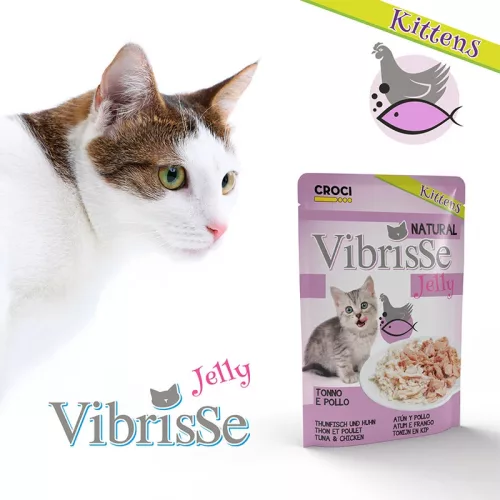 C1018990 Vibrisse Jelly Kitten kiegészítő zselés nedveseledel tonhallal és csirkével 70 g