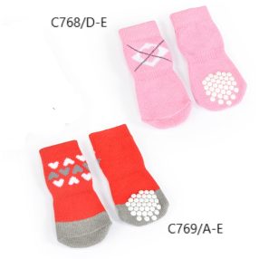 C769/D Zokni piros-mintás XL, 4 darabos