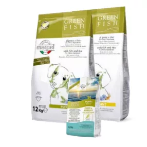   CA10/120 Greenfish Puppy 12kg GREENFISH Hallal és rizzsel, gluténmentes  Monoproteines teljes értékű táp táplálék intolerancia csökkentésére. 