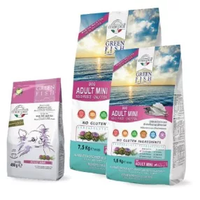   CA20/015 GREENFISH ADULT DOG MINI 1,5kg  Monoproteines Diétás teljes értékű táp táplálék intolerancia csökkentésére felnőtt kutyák részére