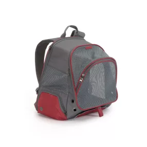   CA663 Szürke/bordó kisállat hordozó hátizsák - 34x22x42 cm