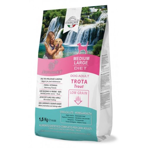CB024/015 AEQUILIBRIAVET DOG MINI TROTA - pisztráng 1,5kg Monoproteines Diétás teljes értékű táp táplálék intolerancia csökkentésére. Fehérjeforrás – pisztráng. 