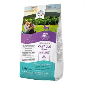   CB025/015 AEQUILIBRIAVET DOG MINI cavallo -ló 1,5KG Monoproteines Diétás teljes értékű táp táplálék intolerancia csökkentésére. Fehérjeforrás – lóhús.
