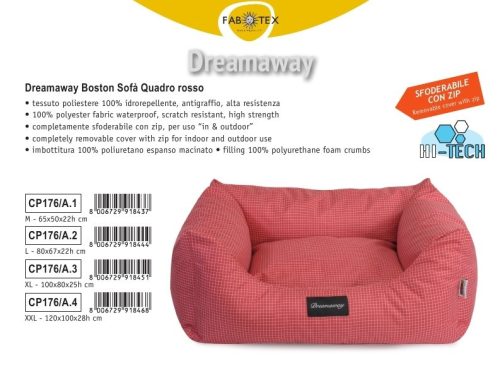 CP176/A.1 Hi-Tech Fekhely BOSTON piros kockás 65x50x22 cm