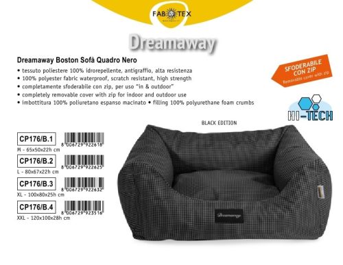 CP176/B.3 Hi-Tech Fekhely BOSTON fekete kockás 100x80x25 cm