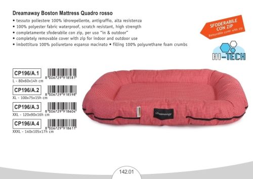 CP196/A.1 Hi-tech Matrac peremes BOSTON piros kockás 80x60x14 cm