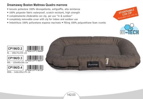 CP196/D.3 Hi-tech Matrac peremes BOSTON barna kockás 120x90x16 cm