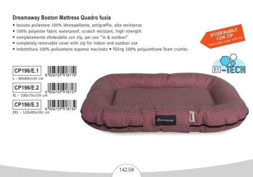 CP196/E.1 Hi-tech Matrac peremes BOSTON fukszia kockás 80x60x14 cm