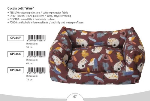 CP334/G Szögletes fekhely Wine 65 cm