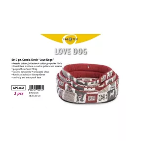 CP336/A Ovális fekhely Love Dogs  48/54/60 3 darabos szett