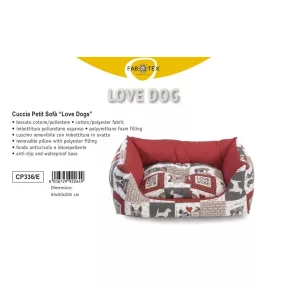 CP336/E Négyszögletes fekhely Love Dogs 65*50*20 cm