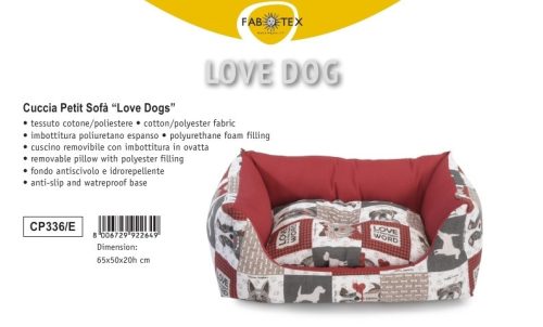 CP336/E Négyszögletes fekhely Love Dogs 65*50*20 cm
