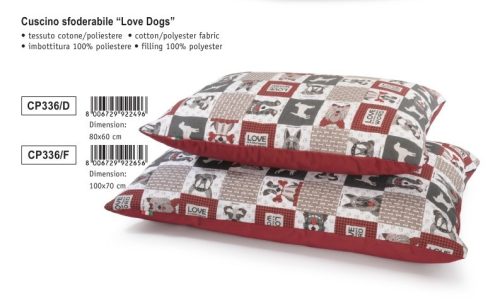 CP336/F Levehető huzatú párna Love Dogs 100*70 cm