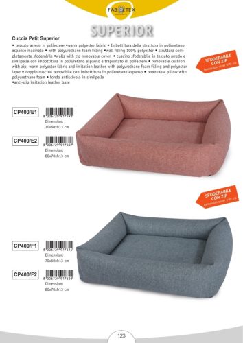 CP400/E2 Négyszögletes fekhely Superior mályva 80*70*13 cm