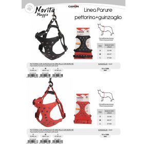   DC103/B Hám póráz műbőr szett szegecses, póráz 15*1200 mm M méret fekete