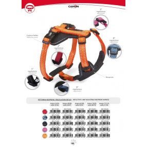   DC173/01 Neoprénes hám 5 ponton állítható fényvisszaverő varrással nyak 42/67 mellkas 62/90 cm Piros