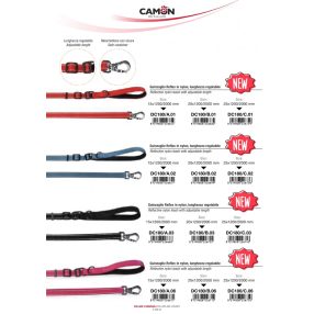   DC180/C.03 Állítható nylon reflex póráz -  fekete - 25x1200/2000mm