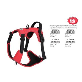   DC366/B Állítható párnázott technikai heveder reflex betétekkel piros 520-560mm/660-860mm L méret