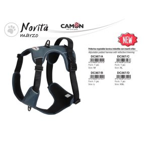   DC367/C Állítható párnázott technikai heveder reflex betétekkel kék 660-720mm/760-1000mm XL méret