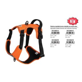   DC368/C Állítható párnázott technikai heveder reflex betétekkel narancs 660-720mm/760-1000mm XL méret