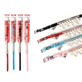   DG025/B Bársony strasszos gyöngyös nyakörv 10*300 mm piros