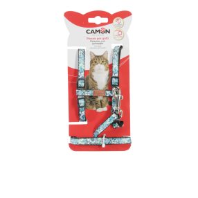   DG077 Szett macskáknak - állítható H hám 10x230~600/275~460mm póráz 10x1200mm, poliészter, Jungle