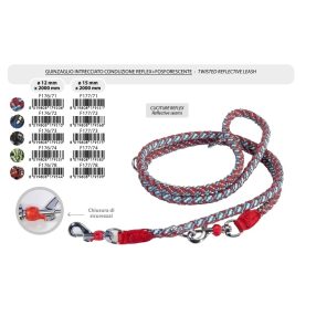   F177/73 Fonott reflexes, foszforeszkáló kiképző póráz 15*2000 mm fekete