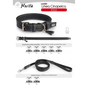   R802/C Cinopelca Borjúbőr nyakörv dupla bojtos 25*530 mm fekete