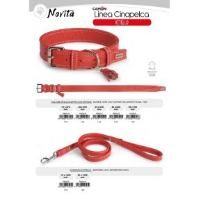   R802/D Cinopelca Borjúbőr nyakörv dupla bojtos 30*620 mm fekete